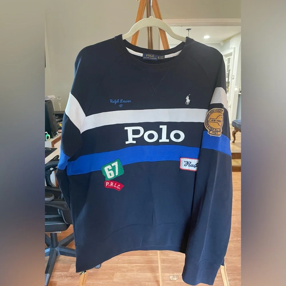 Polo by Ralph Lauren Black and Blue Crewneck Sweater - Picture 1 of 2